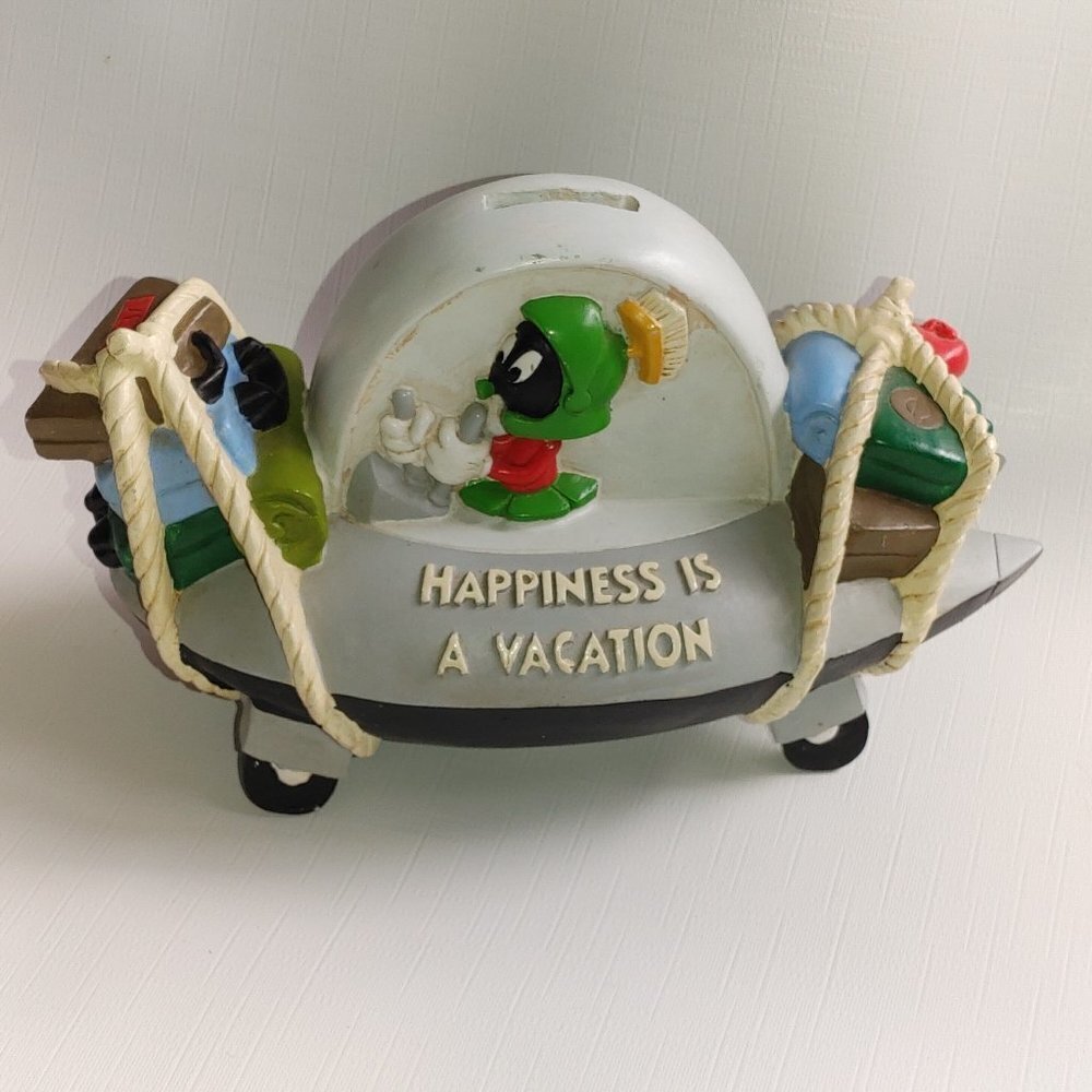 Marvin The Martian & K-9 "Happiness Is A Vacation" Coin Bank 1994 Warner…